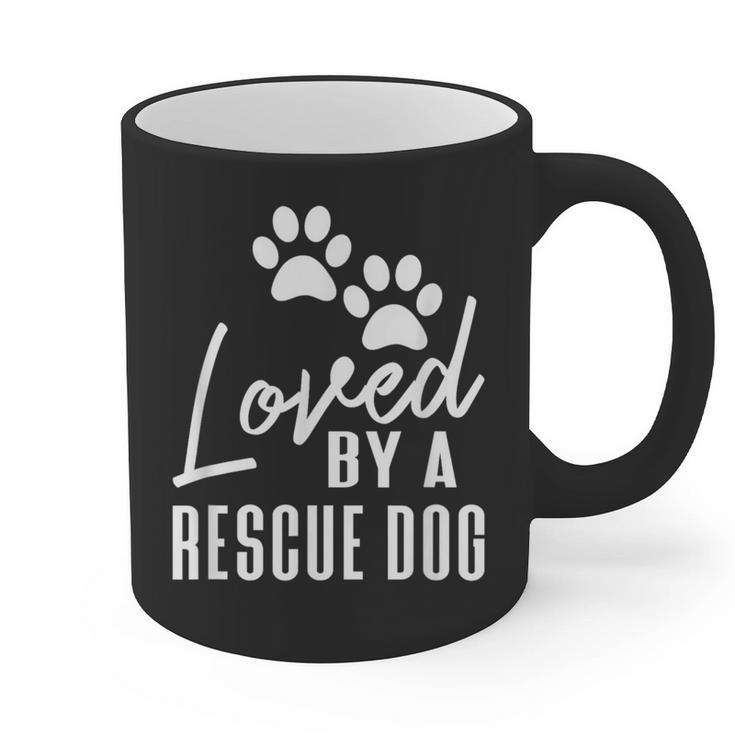 Loved By A Rescue Dog Foster Mom Rescue Dad Graphic Print Coffee Mug
