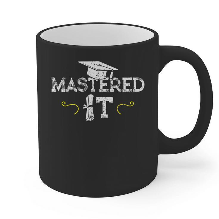Mastered It Masters Graduation Cool Distressed Graphic Print Coffee Mug