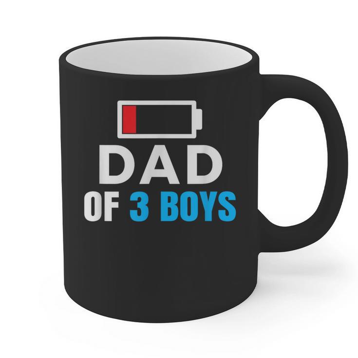 Matching Father's Day Low Battery Dad Of 3 Boys Graphic Print Coffee Mug