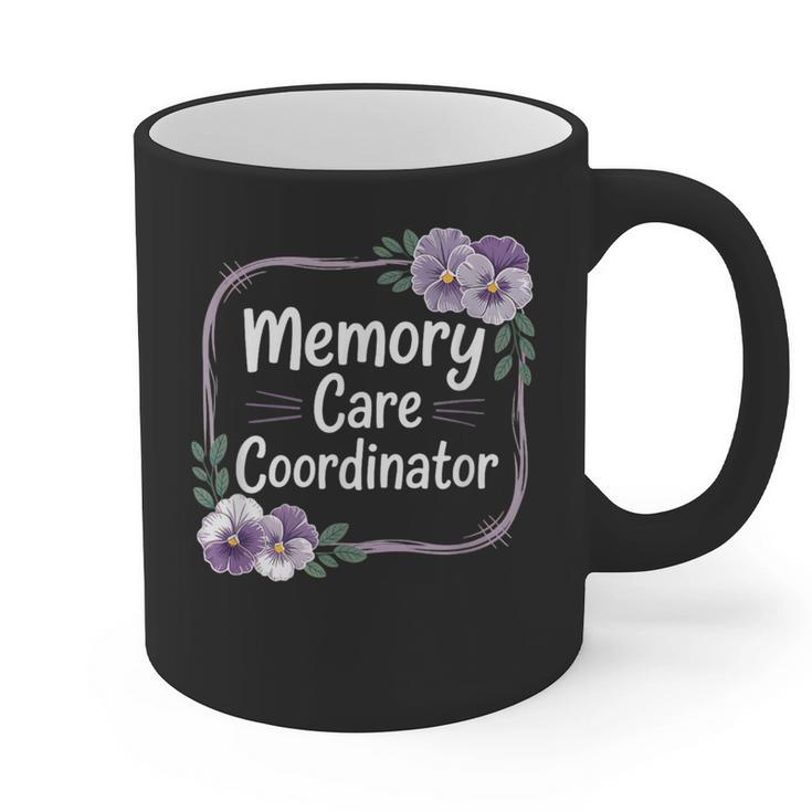 Memory Care Coordinator Purple Floral Pansies Graphic Print Coffee Mug Memory Care Coordinator Purple Floral Pansies Graphic Print Coffee Mug