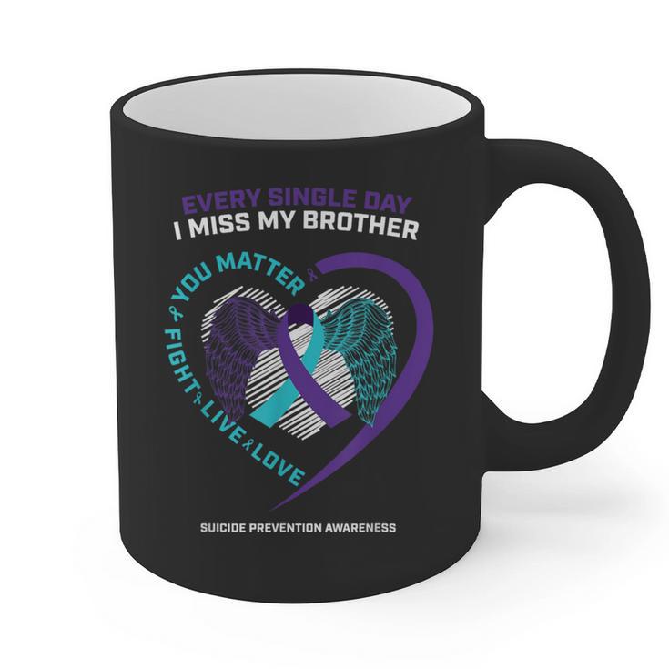 In Memory Of I Miss My Brother Suicide Prevention Awareness Graphic Print Coffee Mug