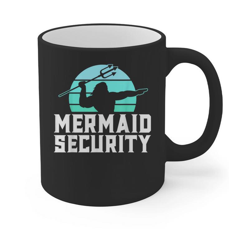 Mermaid Security Shirt Boys Swimmer Dad Merdad Trident Graphic Print Coffee Mug