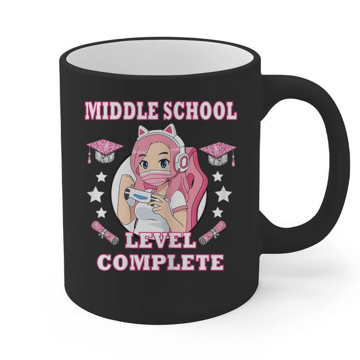 Middle School Level Complete Gaming Graduation Anime Girl Graphic Print Coffee Mug