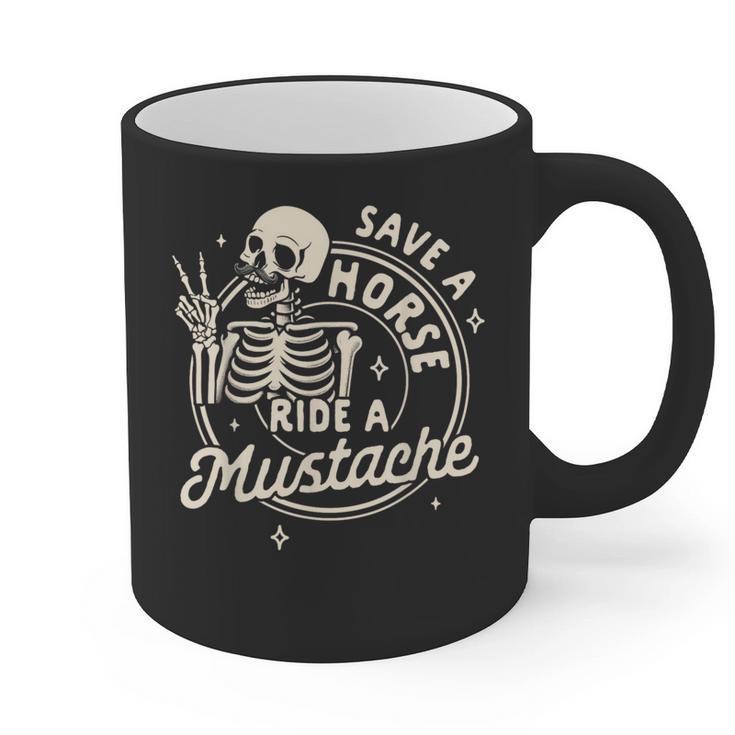 Mustache Dad Father’s Day Save A Horse Ride A Mustache Graphic Print Coffee Mug