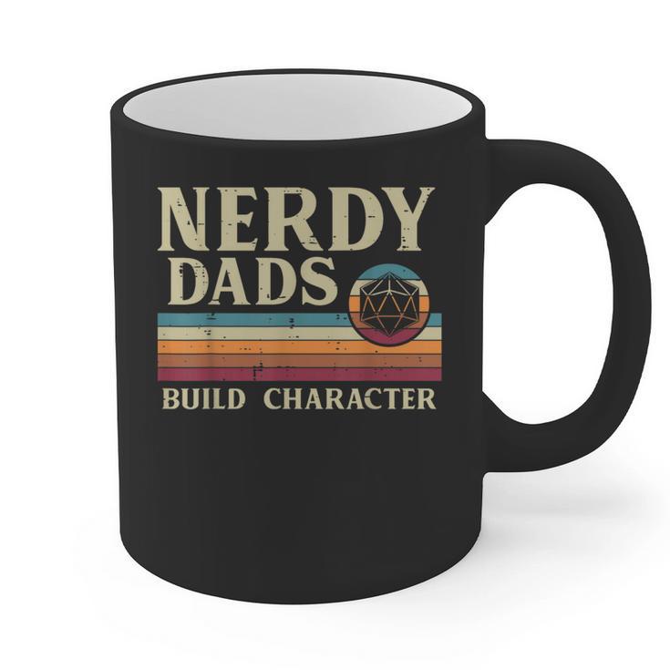 Nerdy Dads Build Character Retro Fathers Day Daddy Papa Men Graphic Print Coffee Mug