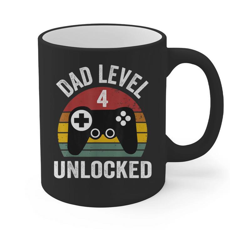 New Dad Shirt Dad Level 4 Unlocked For 4 Kids Gaming Graphic Print Coffee Mug