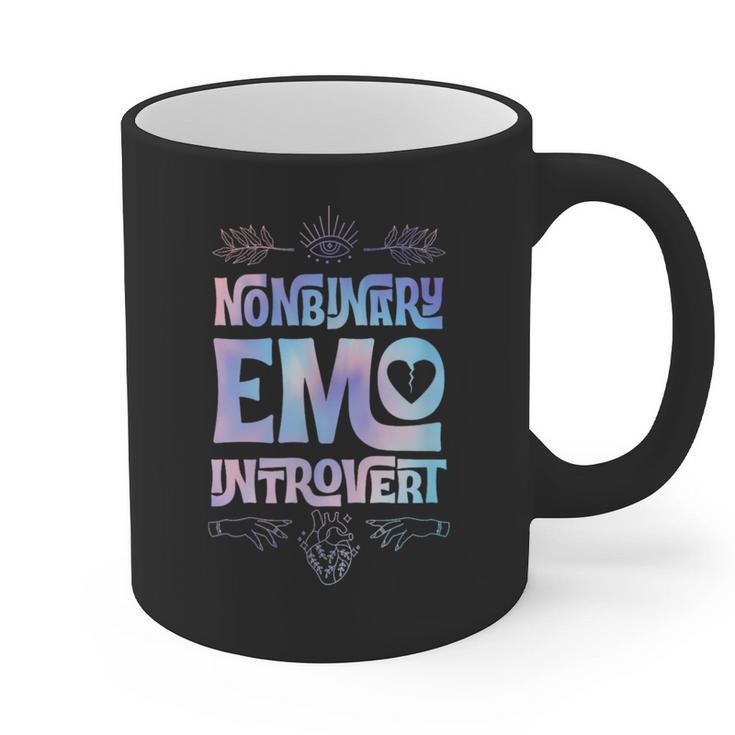 Nonbinary Emo Introvert Pride Trendy Mystic Teen Goth Style Graphic Print Coffee Mug