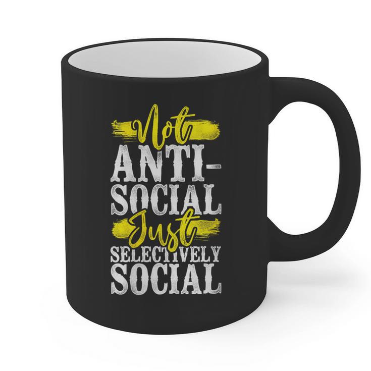 Not Anti Social Just Selectively Social Introvert Graphic Print Coffee Mug