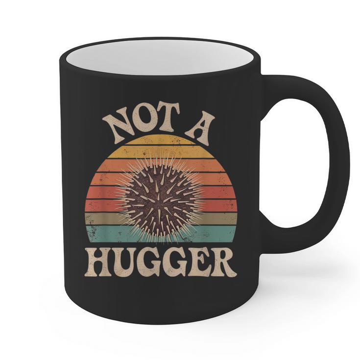 Not A Hugger Retro Sea Urchin Sarcastic Introvert Graphic Print Coffee Mug