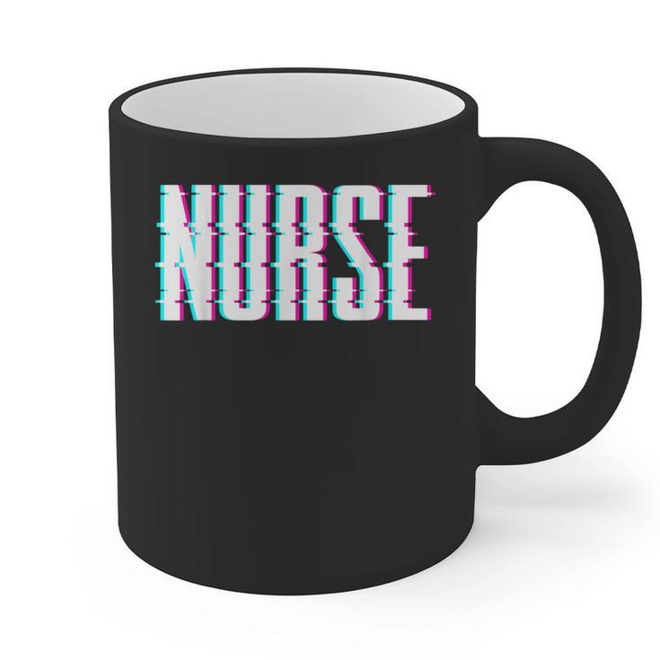 Nurse Glitch Aesthetic Graduation Nurse Glitch Graphic Art Graphic Print Coffee Mug