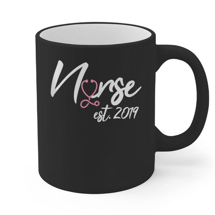 Nursing School Survivor Apparel Graduation Nurse RN EST 2019 Graphic Print Coffee Mug