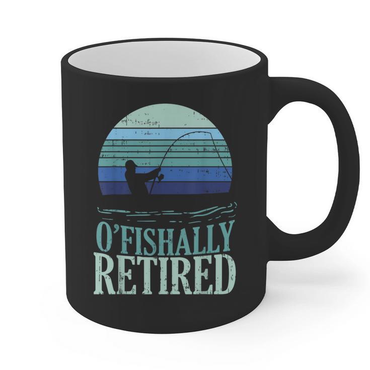 Ofishally Retired Fishing Retro Retirement Dad Men Graphic Print Coffee Mug