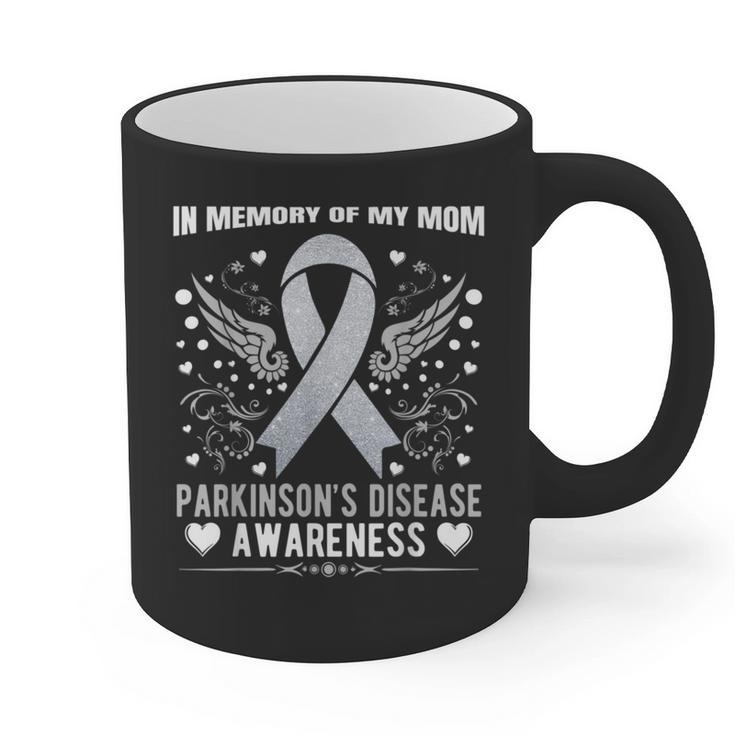 Parkinson's Disease Awareness Memory Of My Mom Ribbon Wings Graphic Print Coffee Mug
