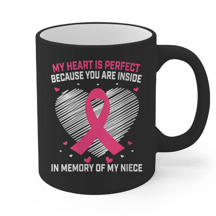 Pink Breast Cancer Awareness Women Men In Memory Of My Niece Graphic Print Coffee Mug