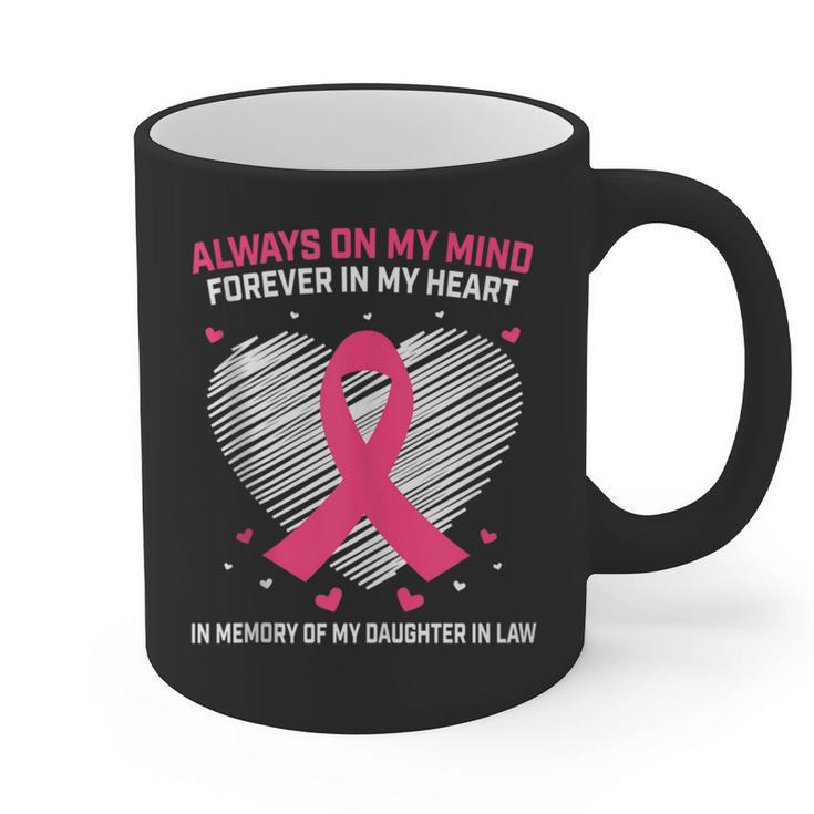 Pink In Memory Of Daughter In Law Breast Cancer Heart Print Graphic Print Coffee Mug