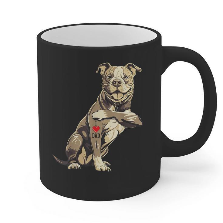 Pitbull I Love Dad Pit Bull Terrier Pettie Dog Owner Father Graphic Print Coffee Mug