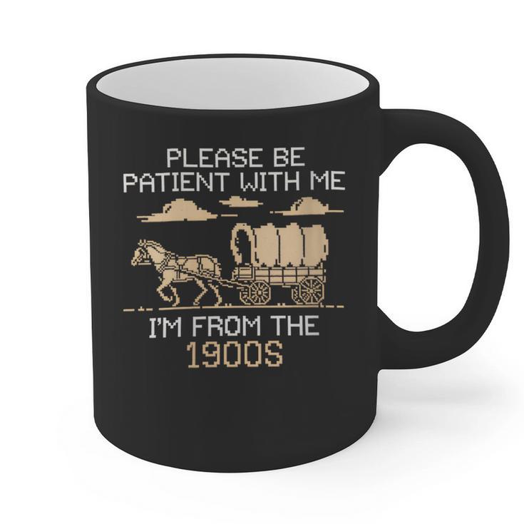 Please Be Patient I'm From The 1900s Retro Pixel Horse Wagon Graphic Print Coffee Mug