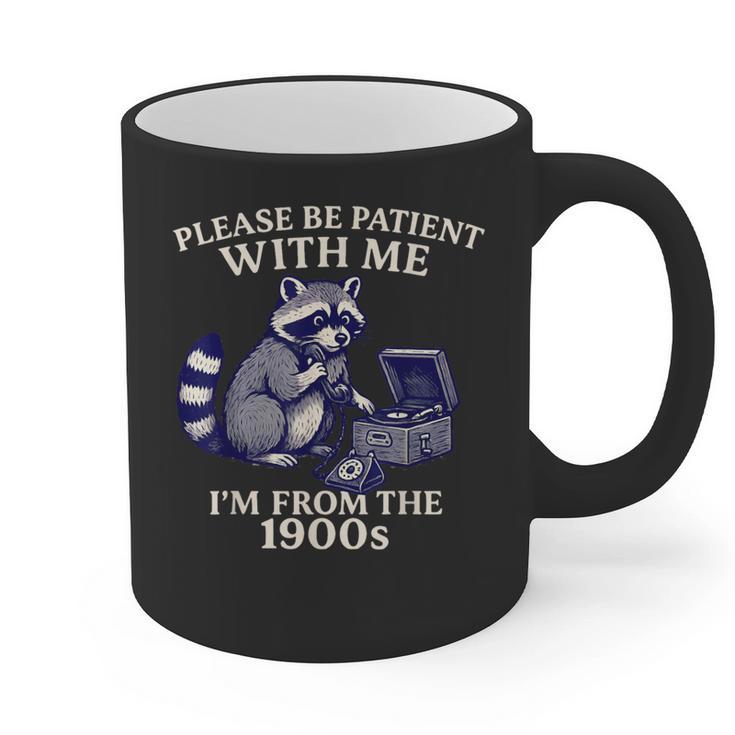 Please Be Patient I'm From The 1900s Retro Raccoon Saying Graphic Print Coffee Mug
