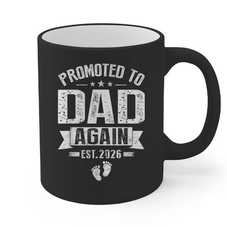Promoted To Dad Again Est 2026 Pregnancy Announcement Graphic Print Coffee Mug