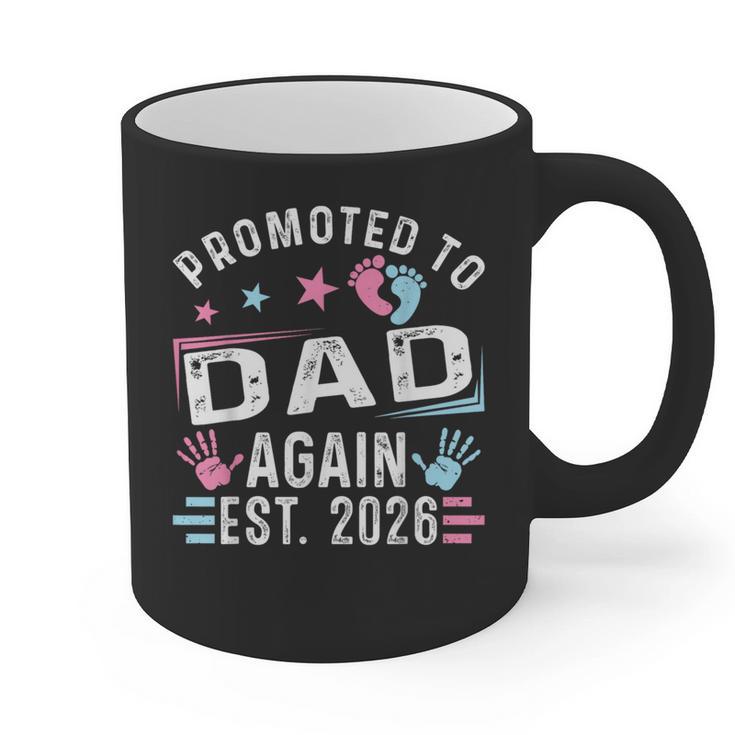 Promoted To Dad Again Est 2026 Vintage Dad Graphic Print Coffee Mug