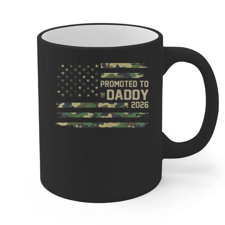 Promoted To Daddy Est 2026 Camo USA Flag New Dad 2026 Graphic Print Coffee Mug