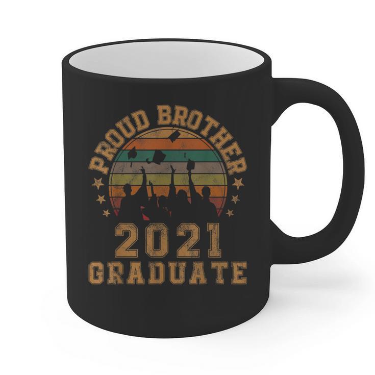 Proud Brother Of 2021 Graduate Senior 21 Vintage Graduation Graphic Print Coffee Mug