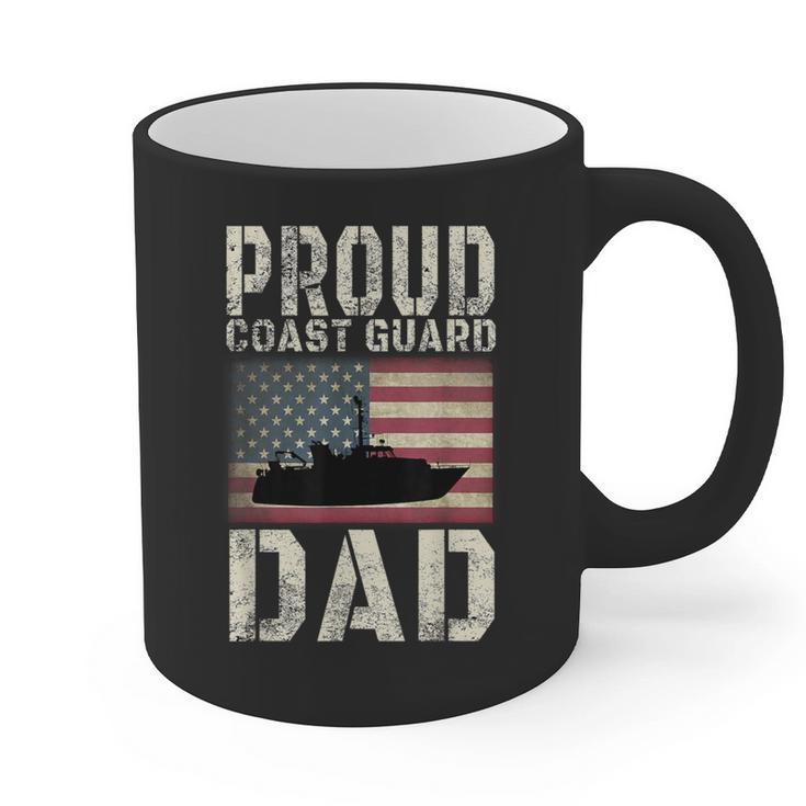 Proud Coast Guard Dad USCG American Flag T-Shirt Graphic Print Coffee Mug