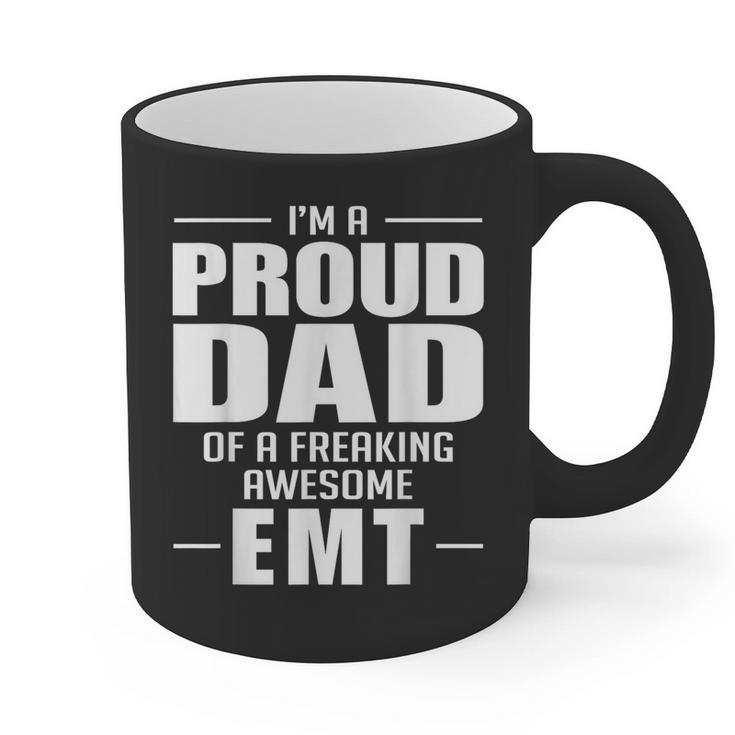 Proud Dad Of a Freaking Awesome EMT Emergency Medical Graphic Print Coffee Mug