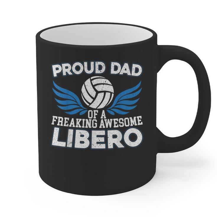Proud Dad Of A Freaking Awesome Libero Volleyball Father Graphic Print Coffee Mug