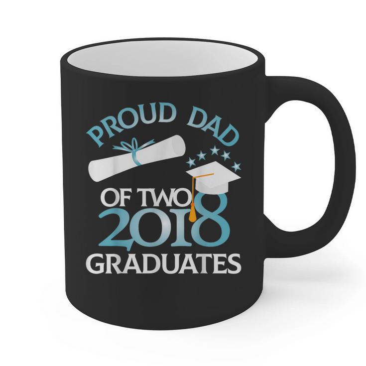Proud Dad Of Two 2018 Graduates Twin Dads Graduation Graphic Print Coffee Mug