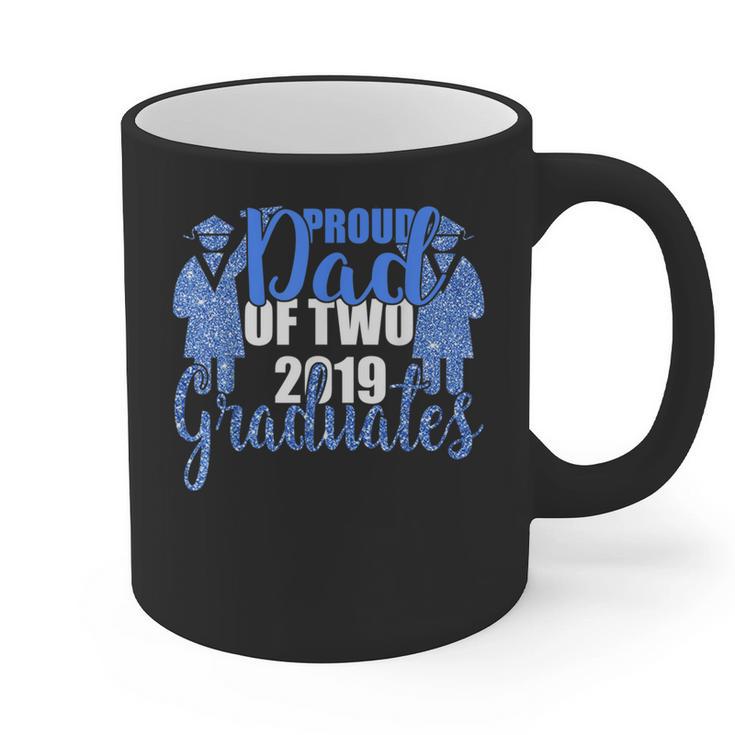 Proud Dad Of Two 2019 Graduates Twin Papa Graduation Graphic Print Coffee Mug