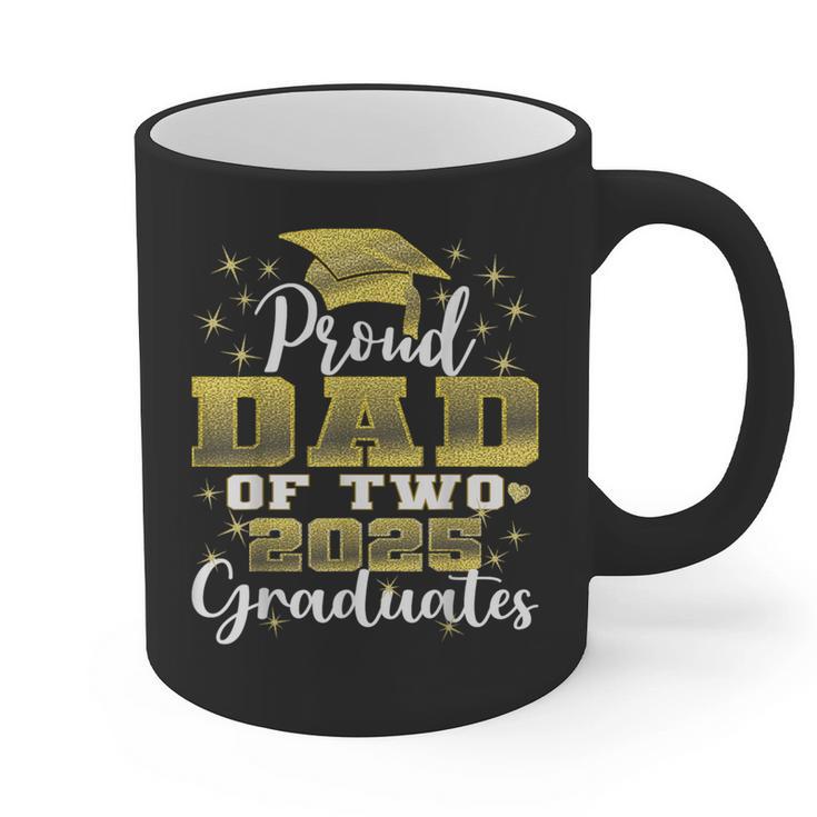 Proud Dad Of Two 2025 Graduates Graduation Family Graphic Print Coffee Mug