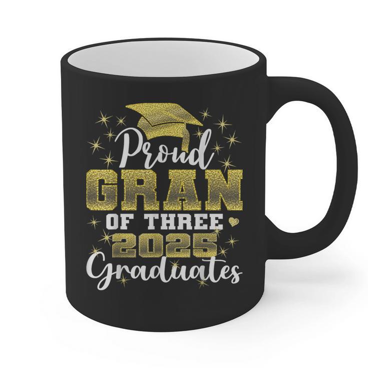 Proud Gran Of Three 2025 Graduates Graduation Family Graphic Print Coffee Mug