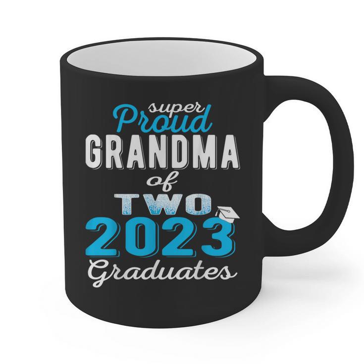 Proud Grandma Of Two 2023 Graduate Class 2023 Graduation Graphic Print Coffee Mug