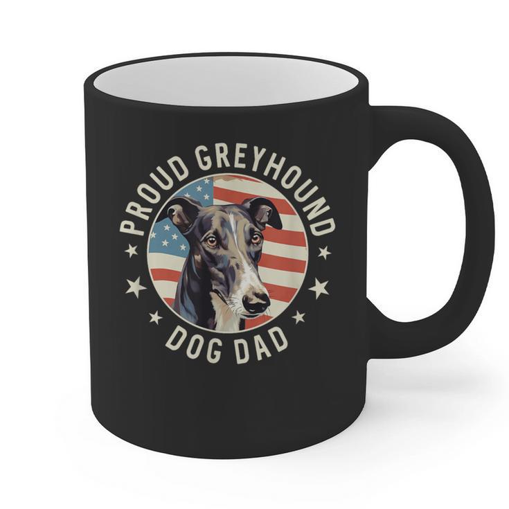 Proud Greyhound Dad American Flag Patriotic Greyhound Dad Graphic Print Coffee Mug