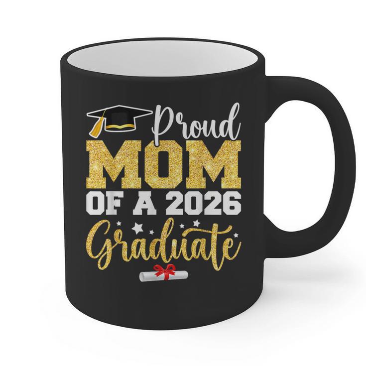 Proud Mom Of A Class Of 2026 Graduate Senior Gold Graduation Graphic Print Coffee Mug