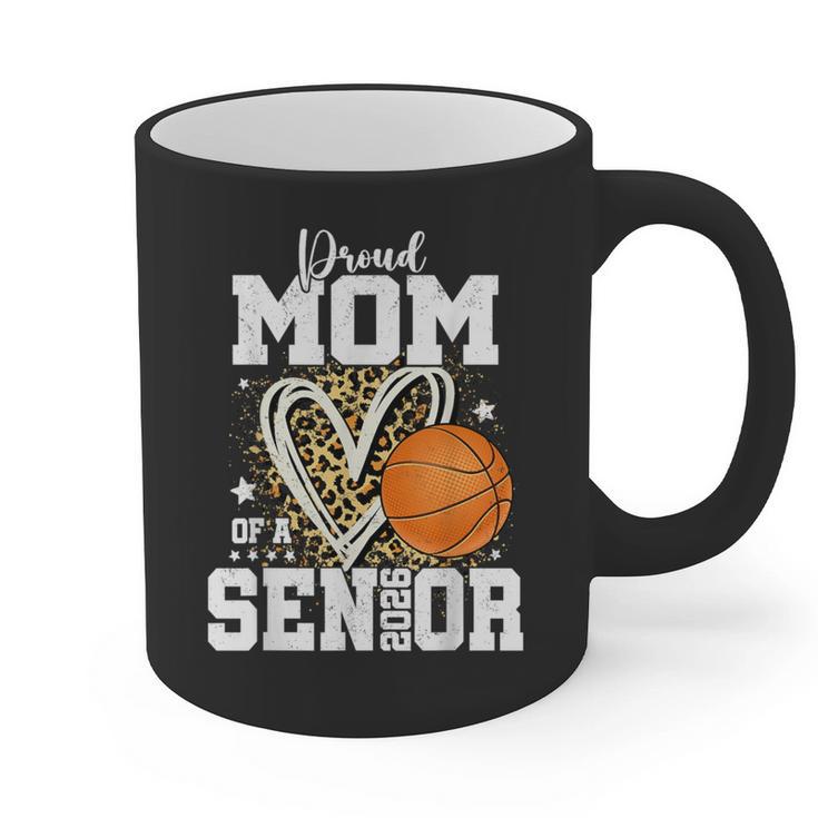 Proud Senior Mom Class Of 2026 Basketball Graduation Leopard Graphic Print Coffee Mug