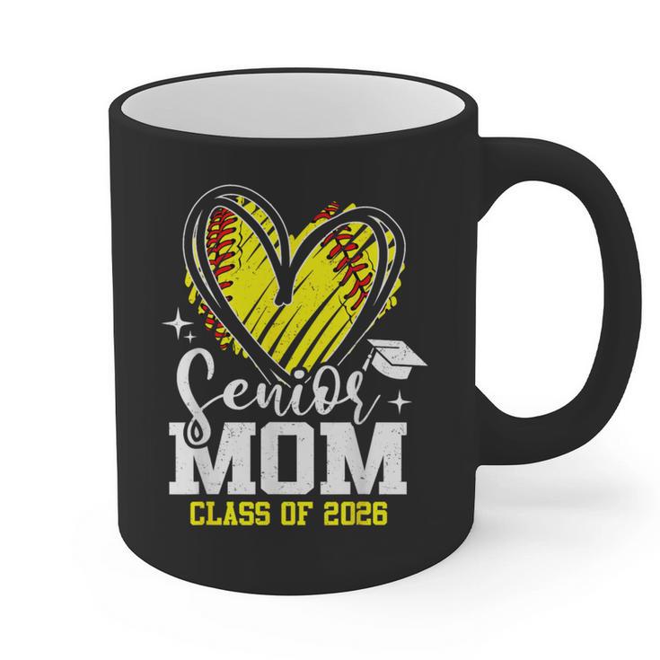 Proud Senior Mom Class Of 2026 Softball Graduation Heart Graphic Print Coffee Mug