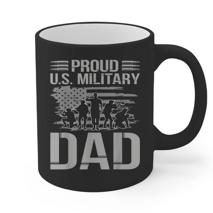 Proud Us Military Dad Father's Day For Dad Grandpa Veteran Graphic Print Coffee Mug