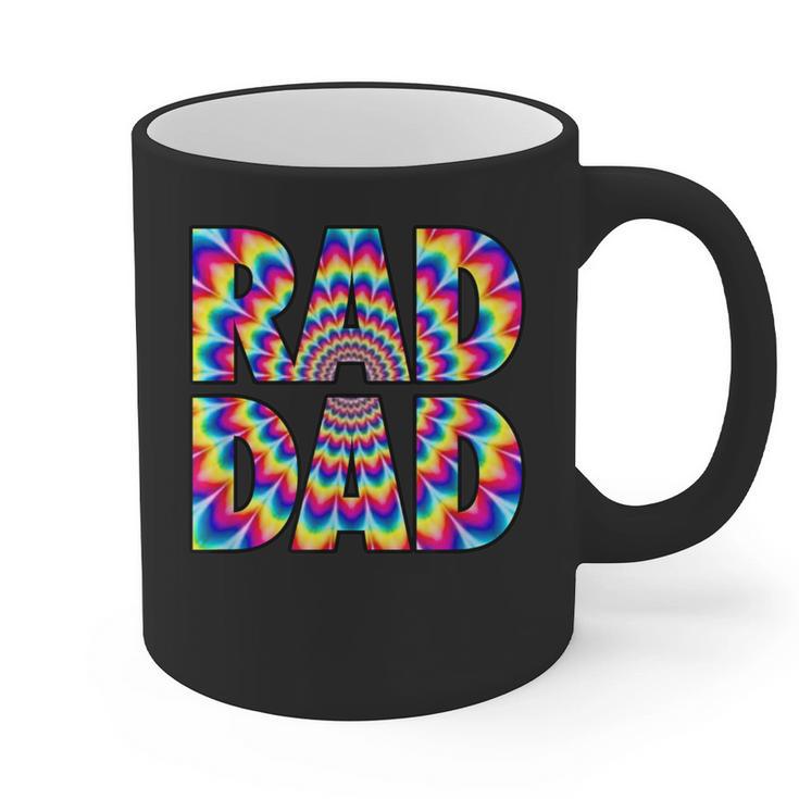 Rad Dad Trippy Hippie Tie-Dye Rainbow 70s Vibes Novelty Graphic Print Coffee Mug