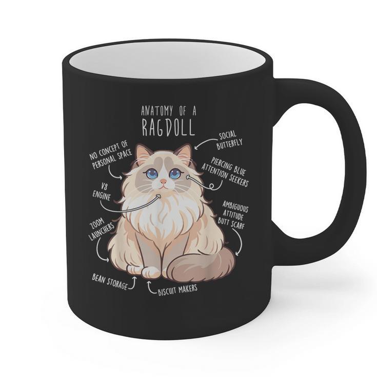 Ragdoll Cat Anatomy Cute Pet Mom Dad Cream Bicolor Graphic Print Coffee Mug