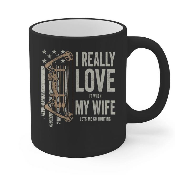 I Really Love It When My Wife Lets Me Go Hunting Dad Graphic Print Coffee Mug
