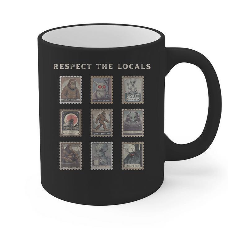 Respect The Locals Cryptid Mothman Hiking Bigfoot Introverts Graphic Print Coffee Mug