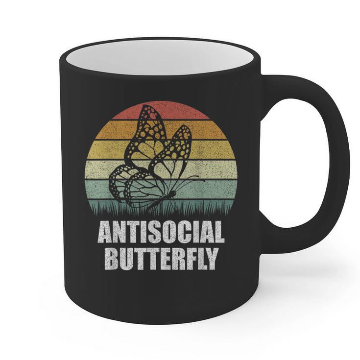 Retro Antisocial Butterfly Shirt For Introverts Graphic Print Coffee Mug