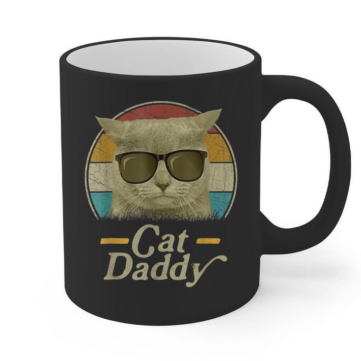 Retro Cat Daddy 80s 90s Style Sunglasses Graphic Print Coffee Mug