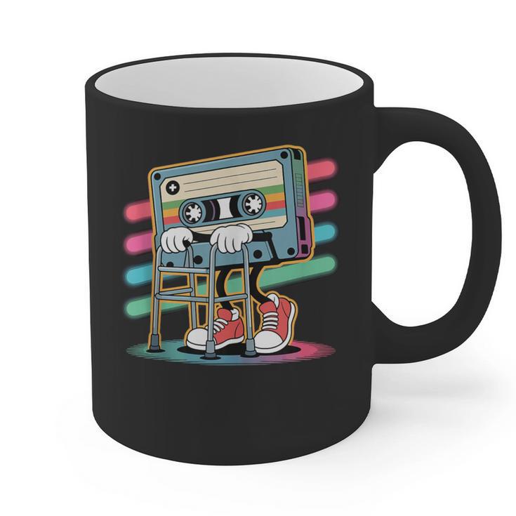 Retro Old Cassette Tape Cartoon With Walker Nostalgia Graphic Print Coffee Mug Retro Old Cassette Tape Cartoon With Walker Nostalgia Graphic Print Coffee Mug