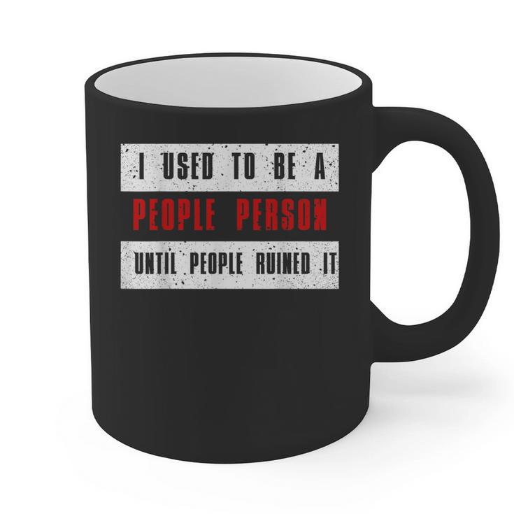 Retro Sarcastic Introvert I Used To Be A People Person Graphic Print Coffee Mug