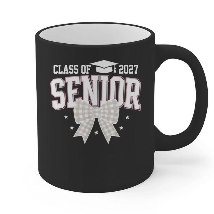 Retro Senior 2027 Girl Coquette Bow Class Of 2027 Graduation Graphic Print Coffee Mug