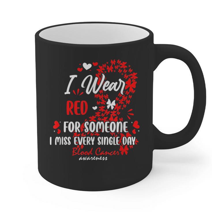 Ribbon Blood Cancer Angel Memory Support Dad Mom Red Graphic Print Coffee Mug