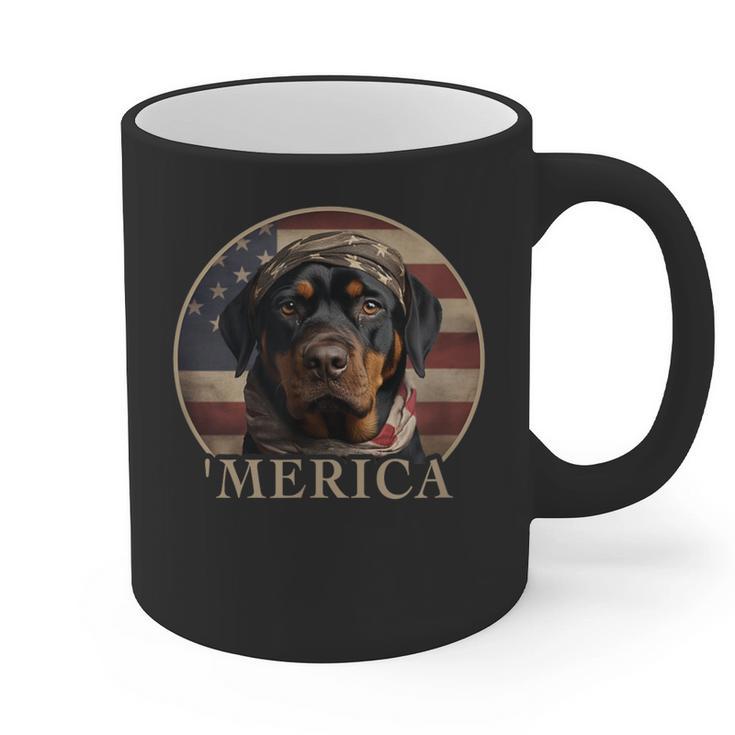 Rottie Dog Mom Dad 'Merica Rottweiler Graphic Print Coffee Mug